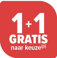 1 + 1 gratis naar keuze﻿﻿(p)